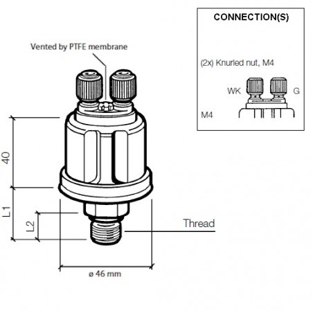 VDO Pressure sender 0-10 Bar - M12