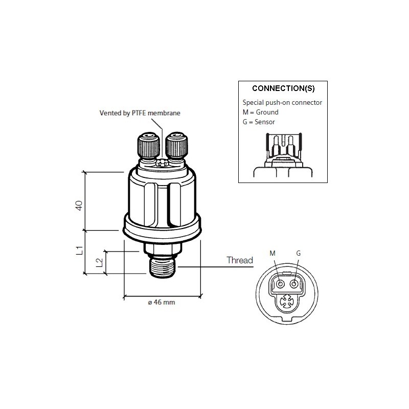 VDO Pressure sender 0-7 Bar – 1/8-27 Dryseal