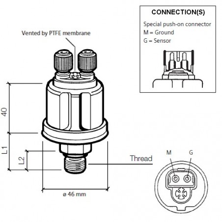 VDO Pressure sender 0-7 Bar – 1/8-27 Dryseal