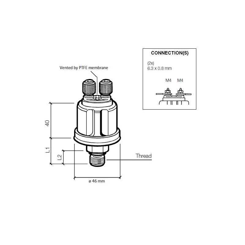 VDO Pressure sender 0-25 Bar – 3/8-18 Dryseal