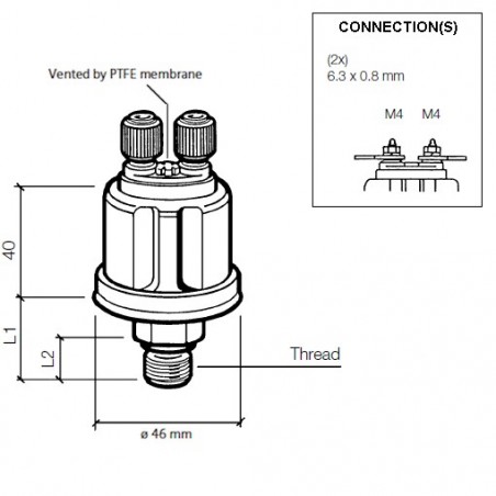 VDO Pressure sender 0-25 Bar – 3/8-18 Dryseal
