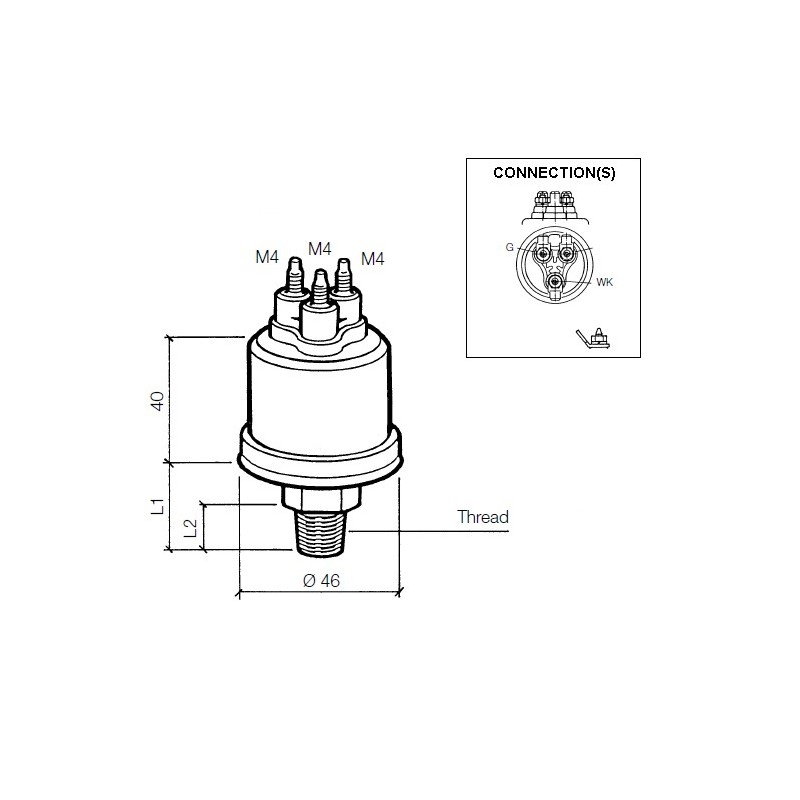VDO Pressure sender 0-10 Bar – 1/8-27 Dryseal